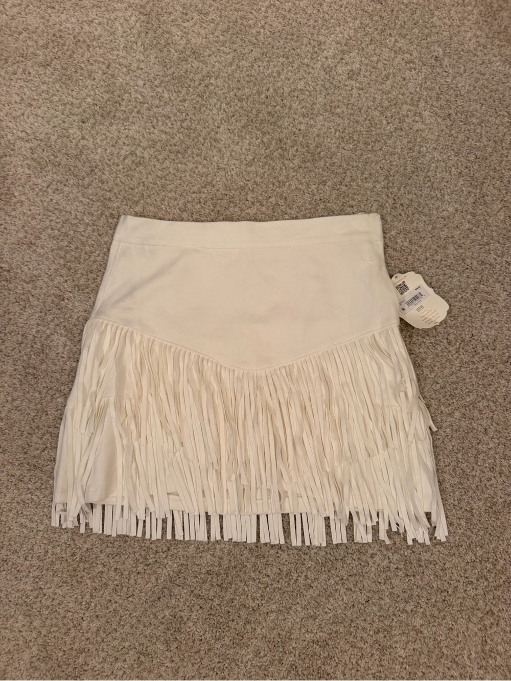 Altar'd State White Layered Fringe Mini Skirt